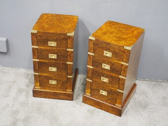 Antique Pair of Victorian Walnut Military Bedsides