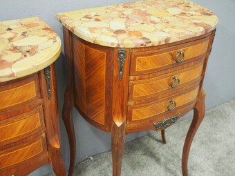 Antique Pair of Marble Top Bedsides
