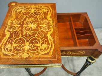Antique Louis XV Style French Marquetry Games / Side Table