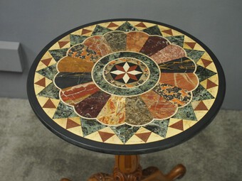 Antique Italian Specimen Marble and Satin Birch Table