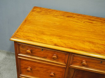 Antique Victorian Satin Birch Dressing Table / Desk