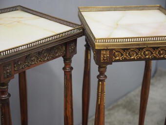 Antique Pair of Louis XV Style Marble Top Stands