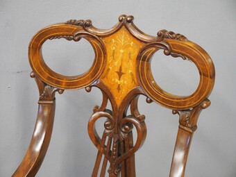 Antique Art Nouveau Style Inlaid Mahogany Elbow Chairs