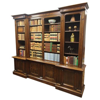 Antique Large Victorian Figured Mahogany Open Bookcase