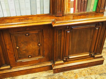 Antique Large Victorian Figured Mahogany Open Bookcase