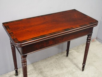 Antique  Irish Inlaid Mahogany Foldover Tea Table