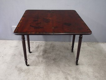 Antique  Irish Inlaid Mahogany Foldover Tea Table