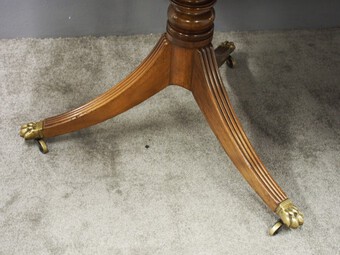 Antique Regency Style Mahogany Twin Pillar Dining Table with Leaf