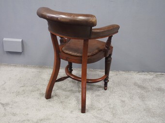 Antique William IV Mahogany and Brown Leather Office Chair