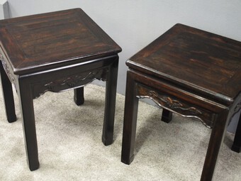 Antique Pair of Qing Dynasty Stained Rosewood Stands