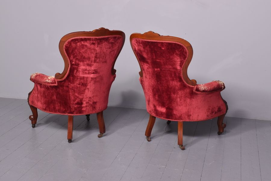 Antique Pair of Victorian Mahogany Armchairs