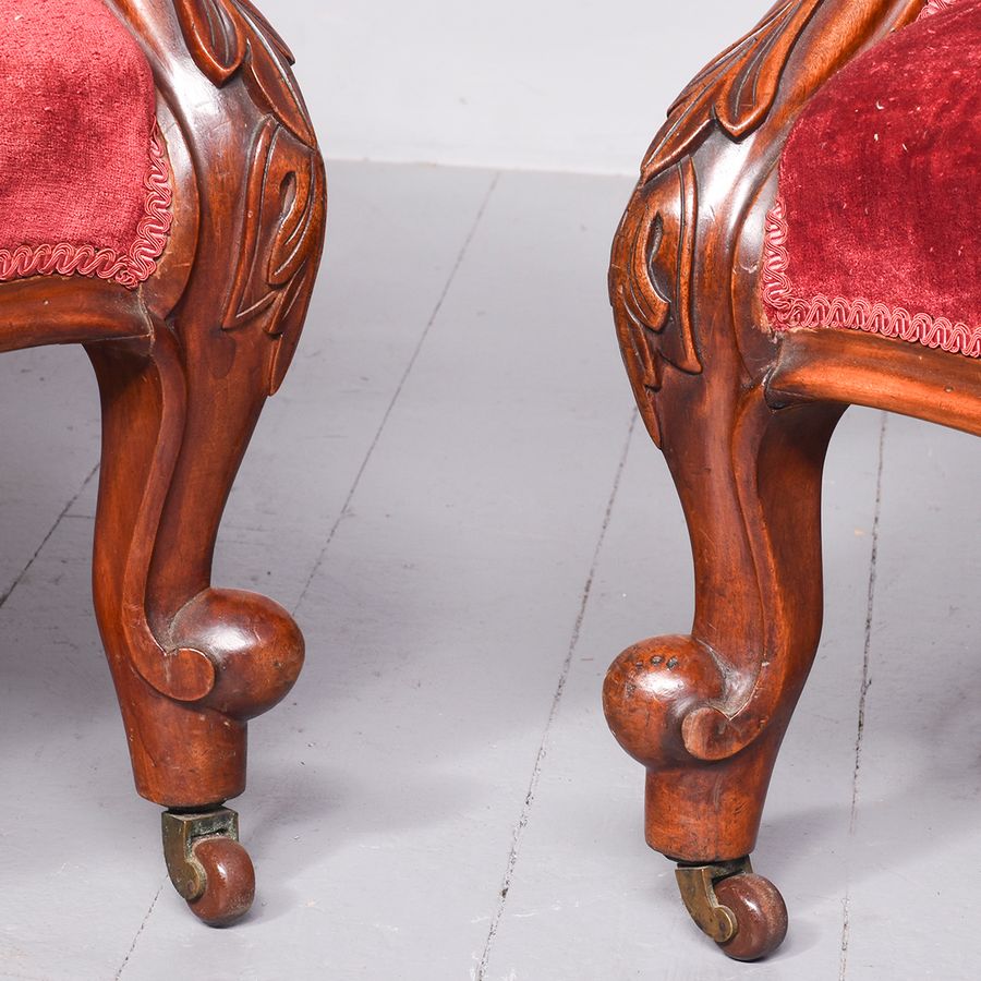 Antique Pair of Victorian Mahogany Armchairs