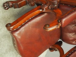Antique William IV Mahogany and Burgundy Leather Armchair