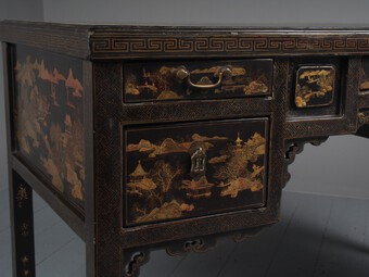 Antique Chinese Gilded and Black Lacquered Desk