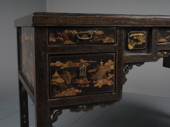 Antique Chinese Gilded and Black Lacquered Desk
