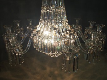 Antique 19th Century Crystal Tent and Waterfall Chandelier
