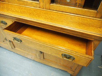 Antique Art Nouveau Oak Cabinet Bookcase
