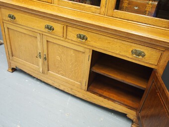 Antique Art Nouveau Oak Cabinet Bookcase