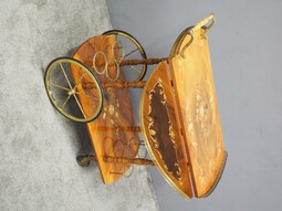 Antique Vintage Italian Inlaid Walnut Trolley