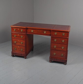 Antique Victorian Mahogany Kneehole Desk