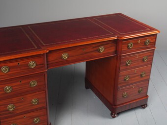 Antique Victorian Mahogany Kneehole Desk