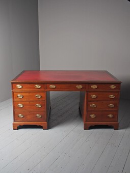 Antique Georgian Style Mahogany Kneehole Partners Desk