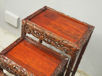 Antique Chinese Qing Dynasty Nest of 4 Hardwood Tables