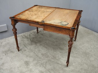 Antique Victorian Inlaid Burr Walnut Card Table