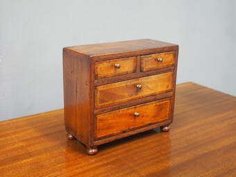 Antique Inlaid Mahogany Apprentice Chest of Drawers
