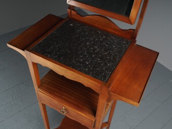 Antique Georgian Style Mahogany and Marble Top Shaving Stand