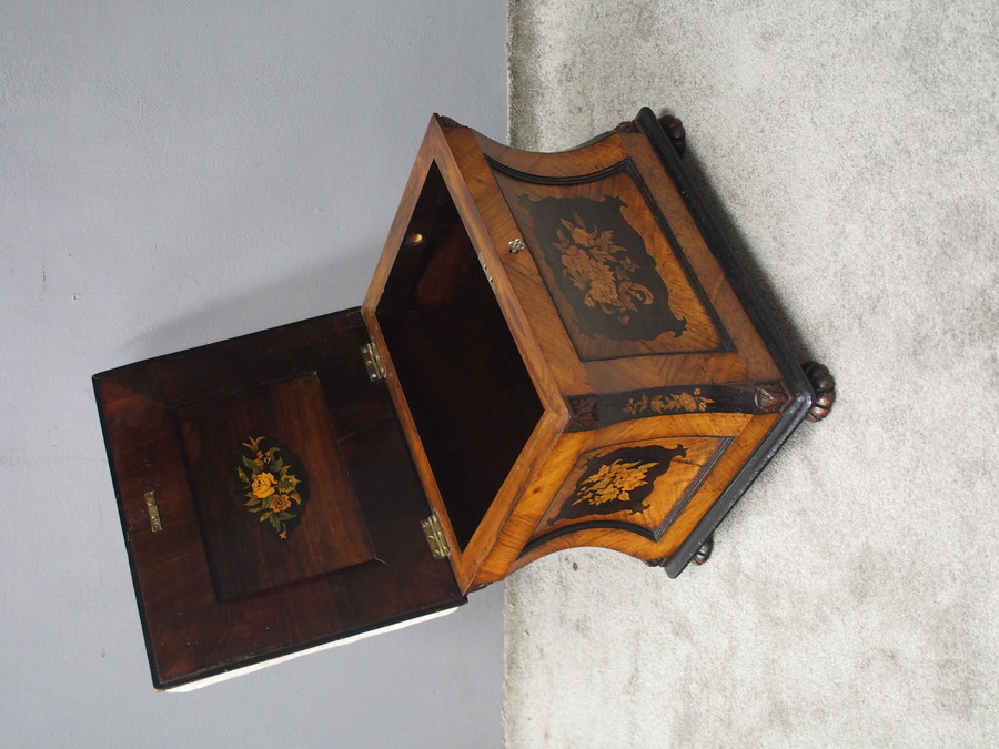 Antique Victorian Inlaid Kingwood Box Stool