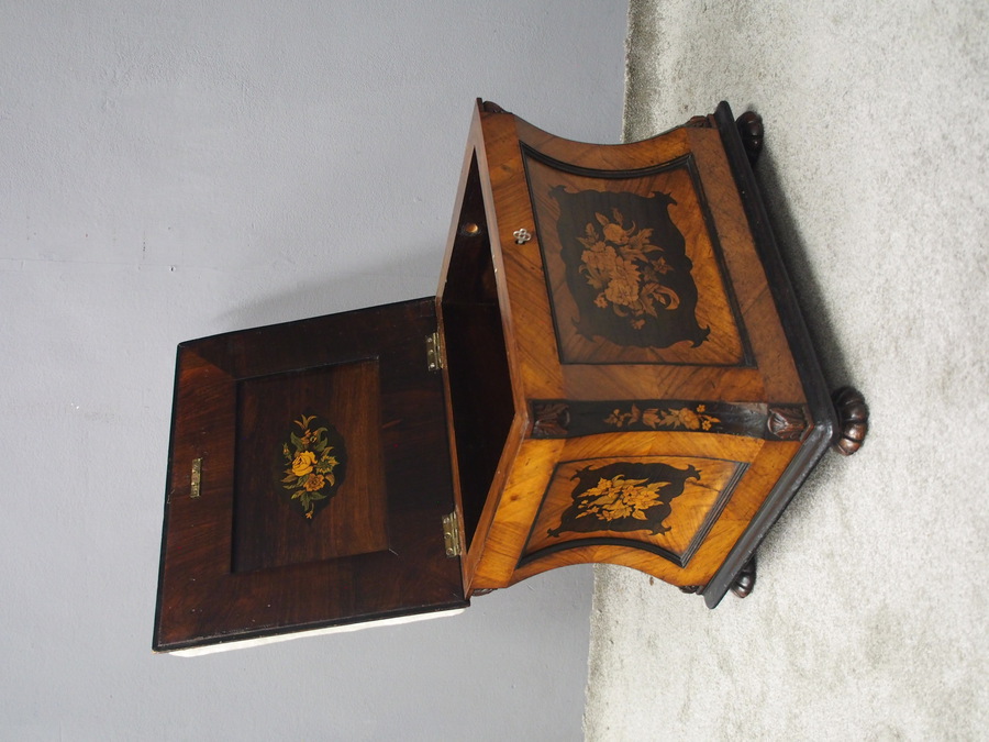 Antique Victorian Inlaid Kingwood Box Stool