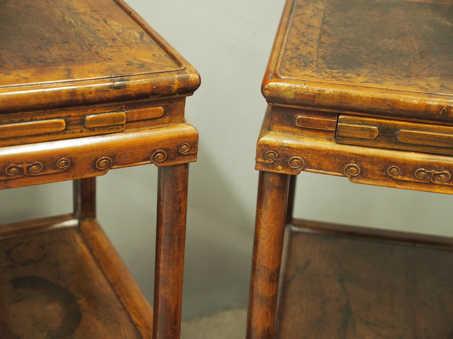 Antique Pair of Chinese Qing Dynasty Hardwood Stands