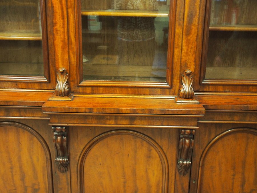 Antique Victorian Mahogany Breakfront Cabinet Bookcase