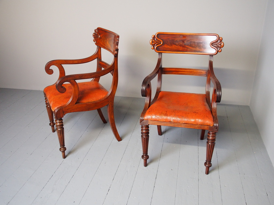 Antique Pair of George IV Mahogany Armchairs