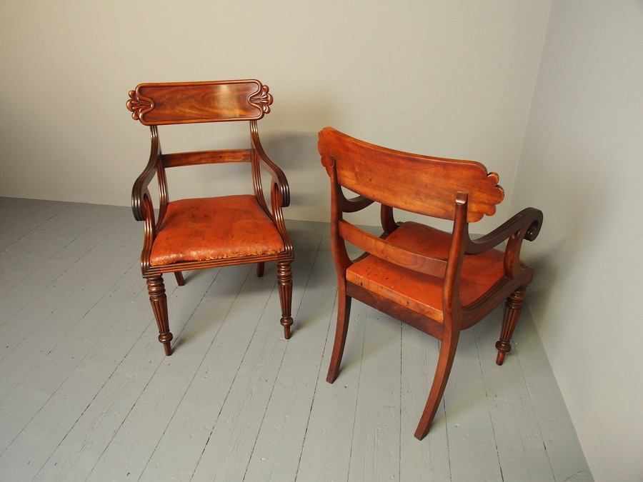 Antique Pair of George IV Mahogany Armchairs