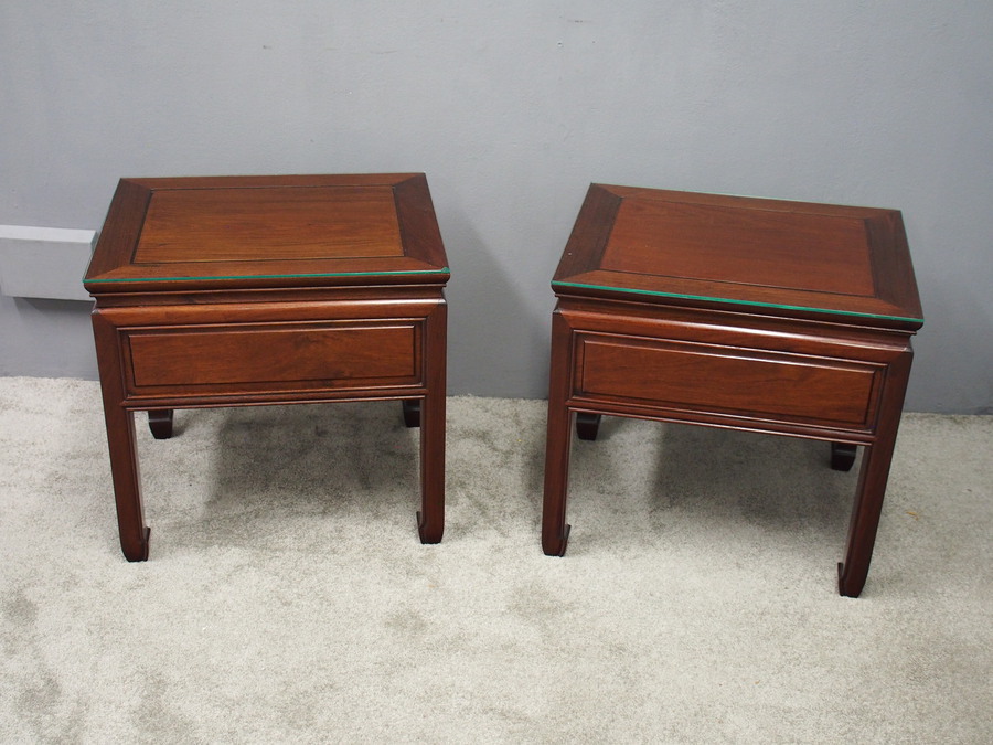 Antique Pair of Chinese Padouk Low Tables