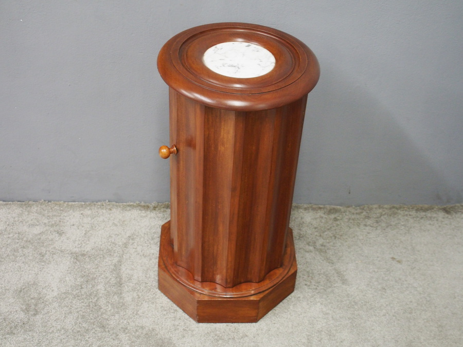 Antique Victorian Marble Top Mahogany Locker / Pedestal