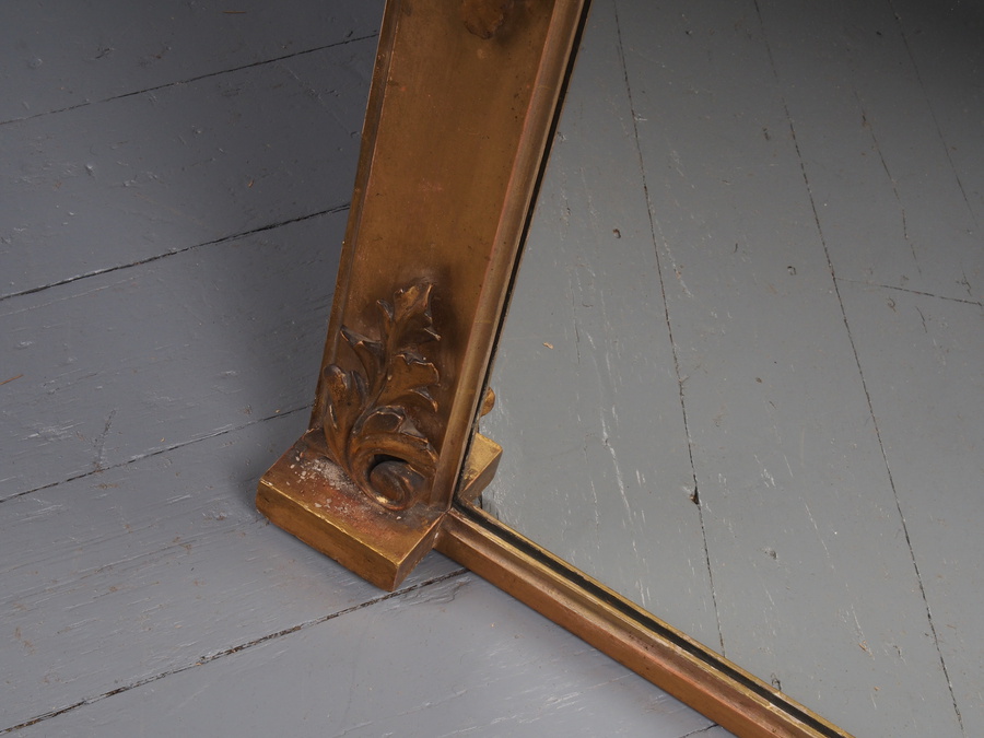 Antique Victorian Hand-Carved Giltwood Overmantel Mirror