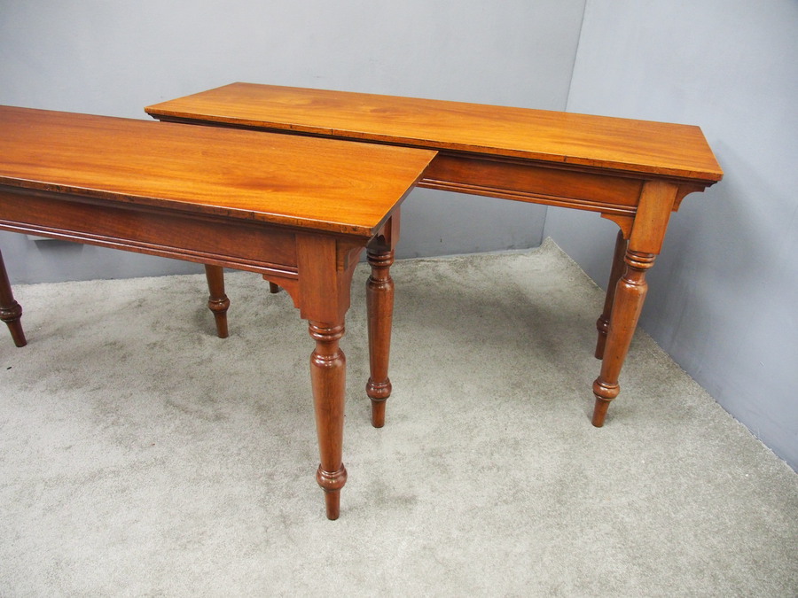 Antique Pair of Large Victorian Mahogany Side Tables