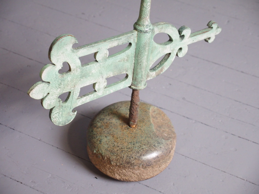 Antique Victorian Scottish Curling Stone With Weather Vane