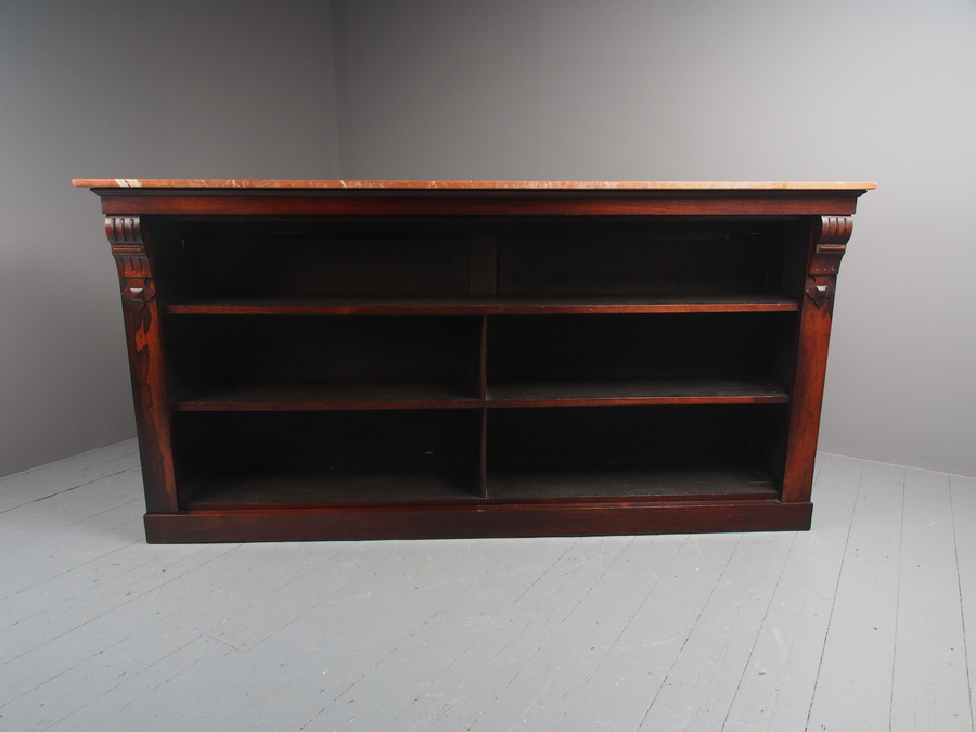Antique William IV Rosewood and Pink Marble Top Open Bookcase