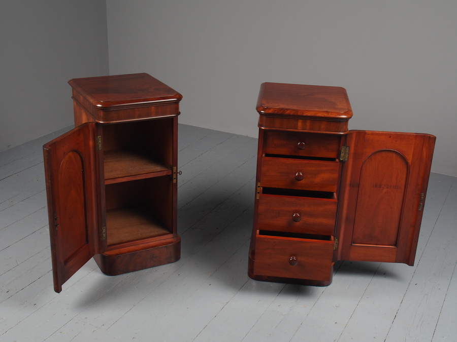 Antique Pair of Mid-Victorian Mahogany Bedside Cabinets