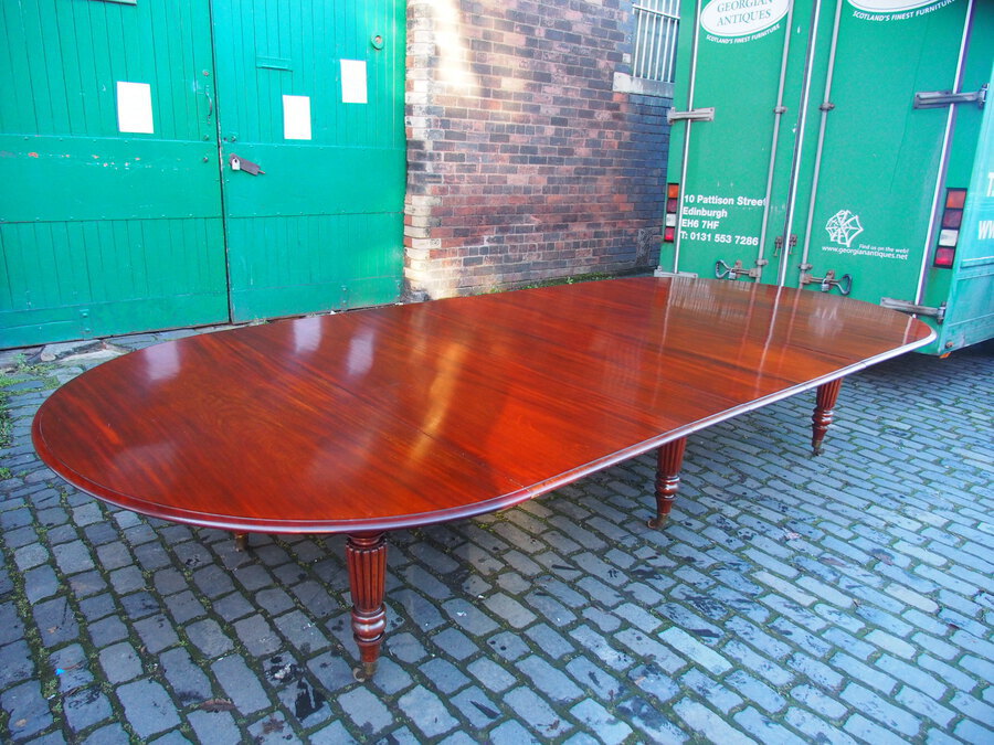 Antique Large George IV Mahogany Dining Table by M. Willson, London