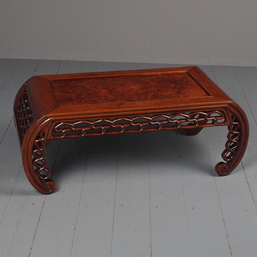 Antique Antique Chinese Huanghuali and Burr Kang Table