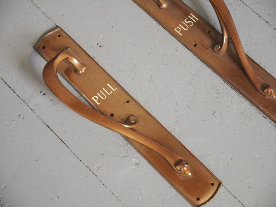 Antique Antique Pair of Cast Brass Door Handles