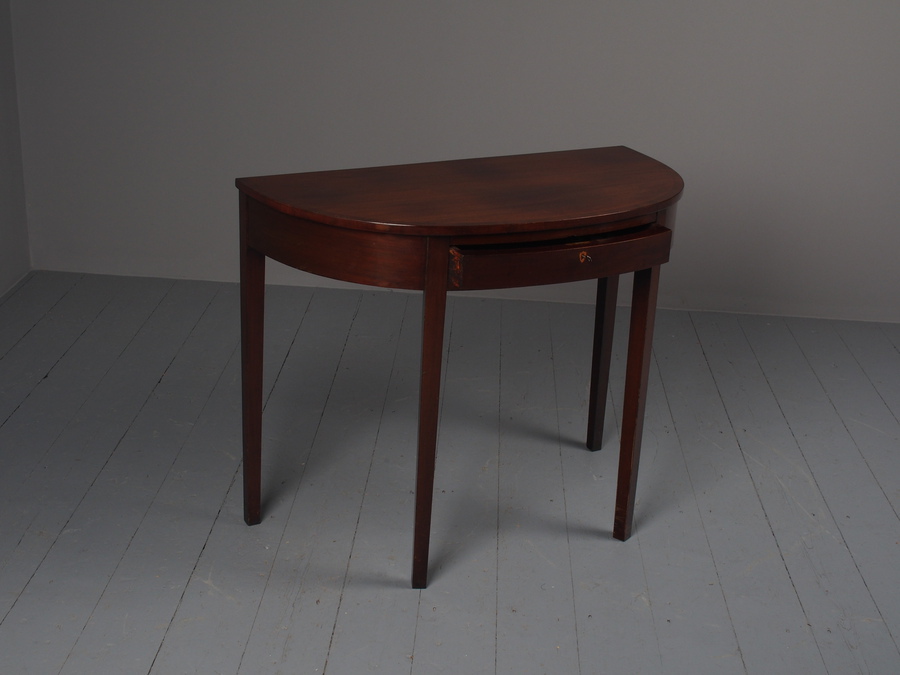 Antique Antique Style Mahogany Demi Lune Side Table