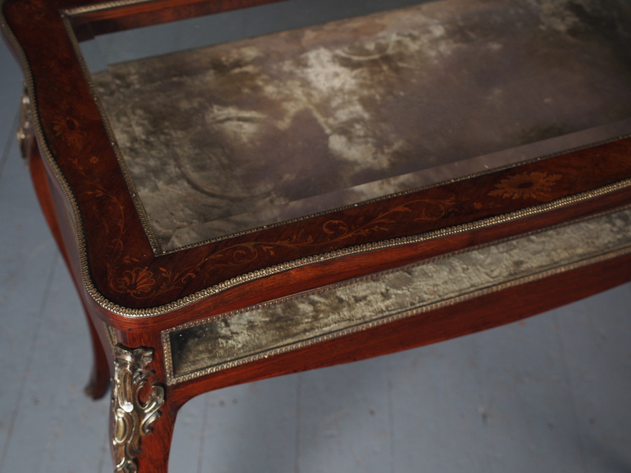 Antique Large Antique Inlaid Rosewood Bijouterie Table