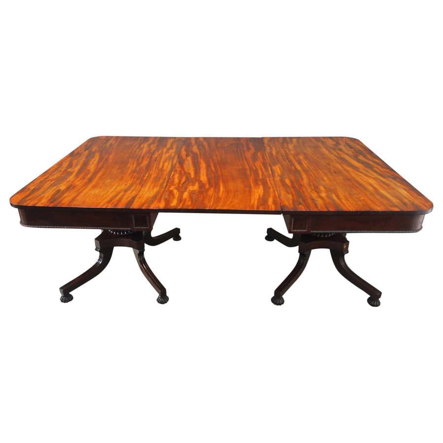 Antique Regency Mahogany Twin Pillar Dining Table