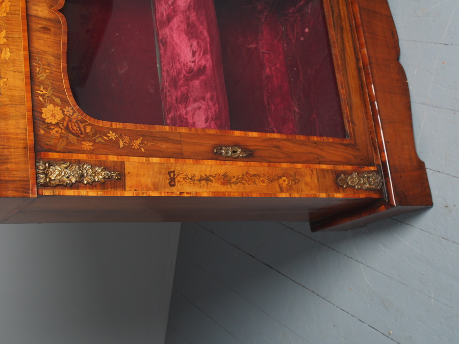 Antique Antique Marquetry Inlaid Walnut Pier Cabinet